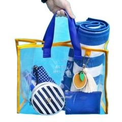 Bolsa de maquillaje impermeable de viaje de Pvc, bolsa de traje de baño para vacaciones en la playa, bolsas de playa de viaje duraderas impermeables para traje de baño