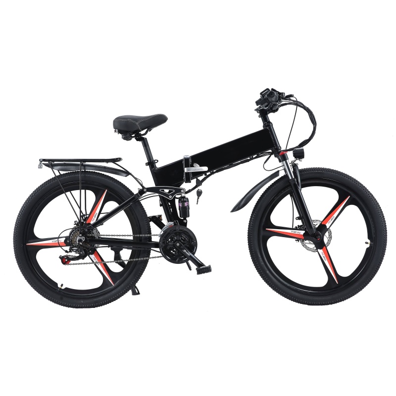 26 Inch Electric Folding Bicycle Full Suspension Ebike 350W Electric Bike 21 Speed Electric Ebike