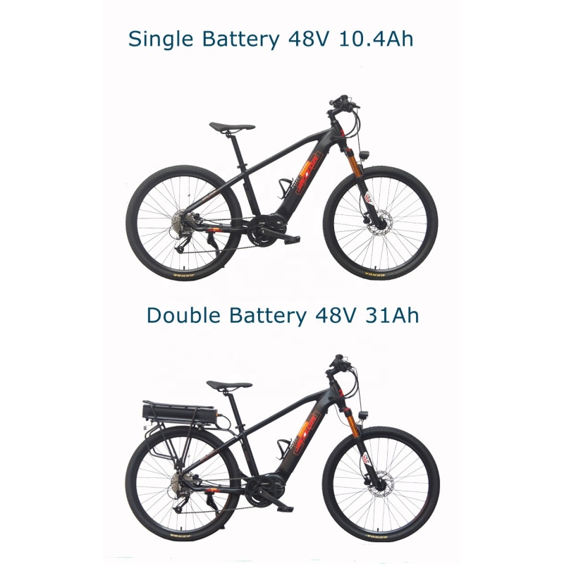 200Km Long Range Dual Battery Electric Bike 27.5 Inch Big Wheel Mid Drive Ebike With Torque Sensor 9 Speed Gears