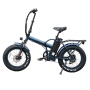 20 Inch Fat Tire Electric Bike with Blue Frame Foldable & down Tube Lithium Battery 3.5 Inch Big LCD Screen Disc Brake System