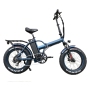 20 Inch Fat Tire Electric Bike with Blue Frame Foldable & down Tube Lithium Battery 3.5 Inch Big LCD Screen Disc Brake System