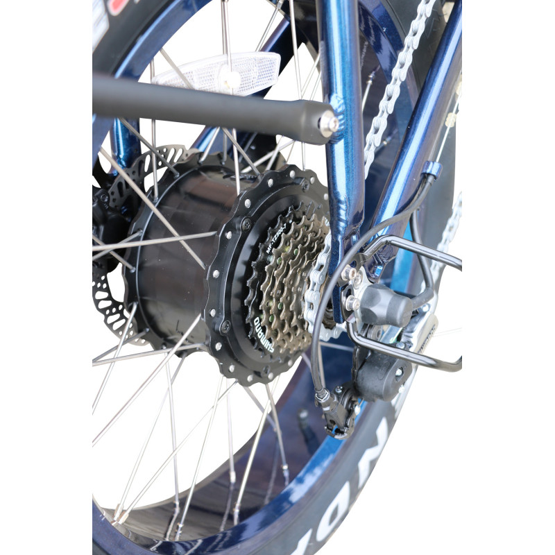 20 Inch Fat Tire Electric Bike with Blue Frame Foldable & down Tube Lithium Battery 3.5 Inch Big LCD Screen Disc Brake System