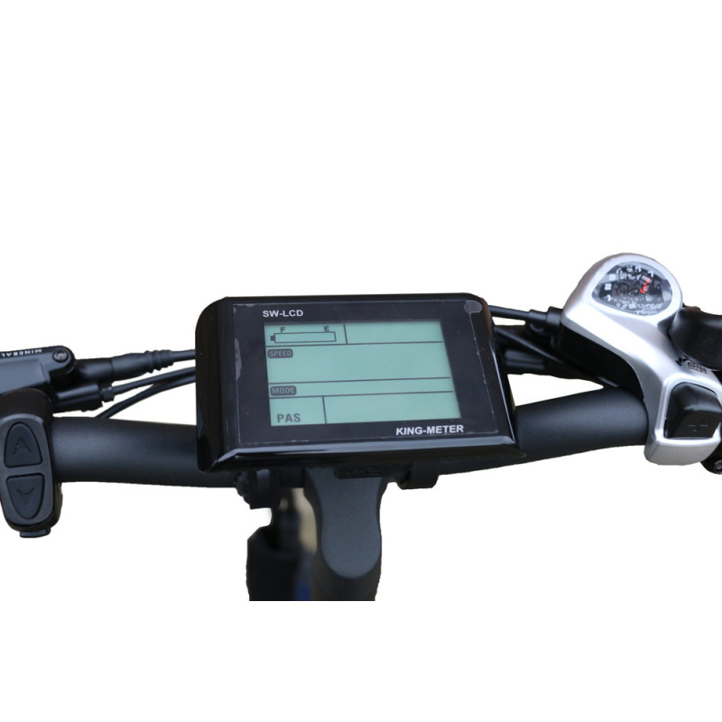 20 Inch Fat Tire Electric Bike with Blue Frame Foldable & down Tube Lithium Battery 3.5 Inch Big LCD Screen Disc Brake System