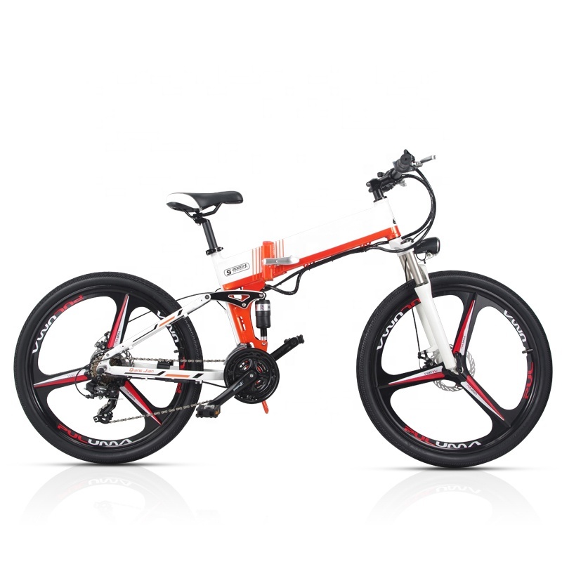 2020 Cute 3 Spoke Magnesium Alloy Electric Bicycle 48V 350W 500W Electric Mountain Bike Full Suspension