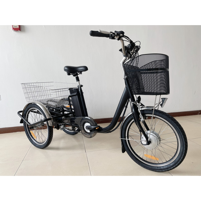 OEM Cheap Electric Cargo Tricycle 350W Motorized 3-Wheel Bike with 20Inch Tires Open-Body Steel for Elderly 30km Drive Mileage