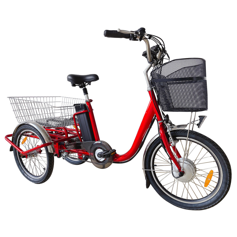 OEM Cheap Electric Cargo Tricycle 350W Motorized 3-Wheel Bike with 20Inch Tires Open-Body Steel for Elderly 30km Drive Mileage