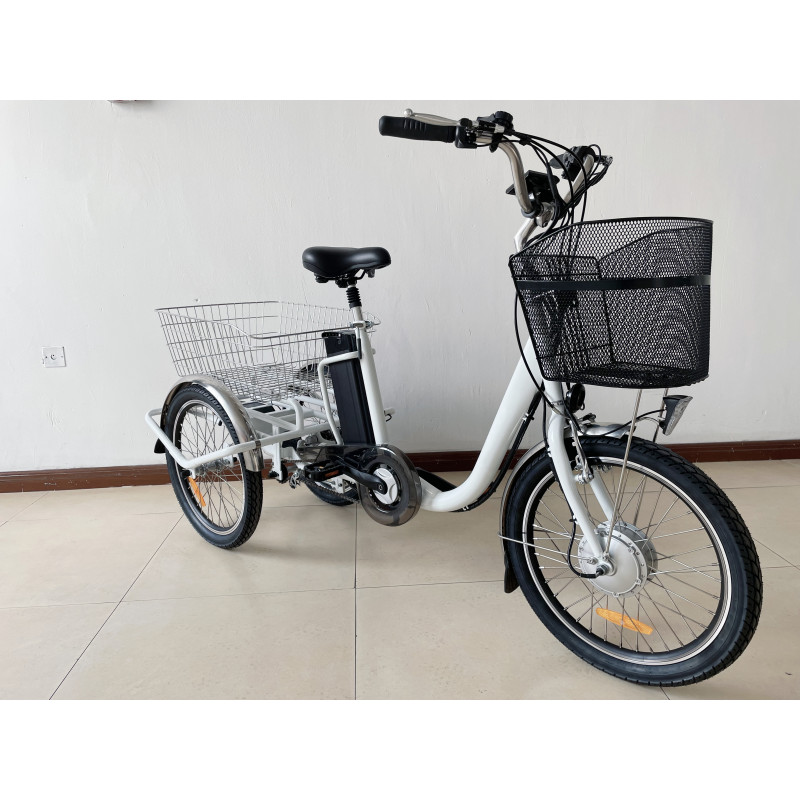 OEM Cheap Electric Cargo Tricycle 350W Motorized 3-Wheel Bike with 20Inch Tires Open-Body Steel for Elderly 30km Drive Mileage