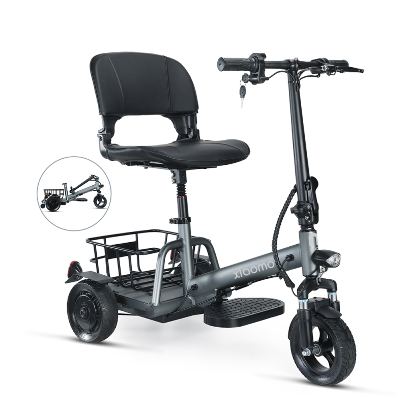 Small 3 Wheel Electric Scooter for Adults Fully Enclosed Folding Mobility Tricycle Light Weight 350W Motor 60KM Range per Charge