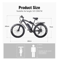 Versandfertig 21-Gang-Elektrofahrrad 1000 W Elektro-Mountainbike-Fahrrad mit 48 V 17 Ah Lithium-Batterie