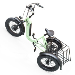 500W Foldable 48v Electric Tricycle 3 Wheel Cargo Bike with 20x4.0 Fat Tire Aluminum Material Folding Electric Trike for Adults