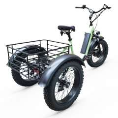 500W Foldable 48v Electric Tricycle 3 Wheel Cargo Bike with 20x4.0 Fat Tire Aluminum Material Folding Electric Trike for Adults