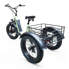 500W Foldable 48v Electric Tricycle 3 Wheel Cargo Bike with 20x4.0 Fat Tire Aluminum Material Folding Electric Trike for Adults