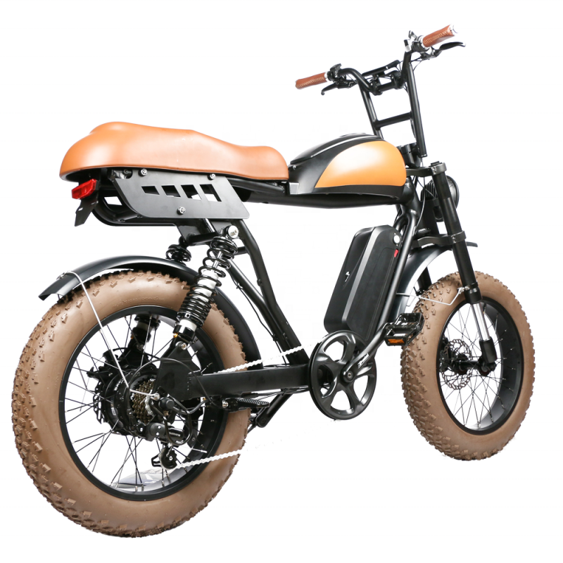 Super Cool Retro Ebike Bafang 1000W Full Suspension Fat Tire Moped Style Battery Bike Patent Design Better Than 73