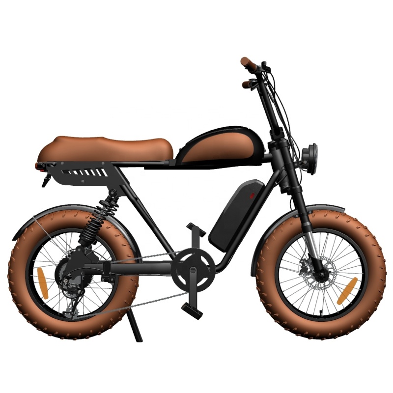 Super Cool Retro Ebike Bafang 1000W Full Suspension Fat Tire Moped Style Battery Bike Patent Design Better Than 73