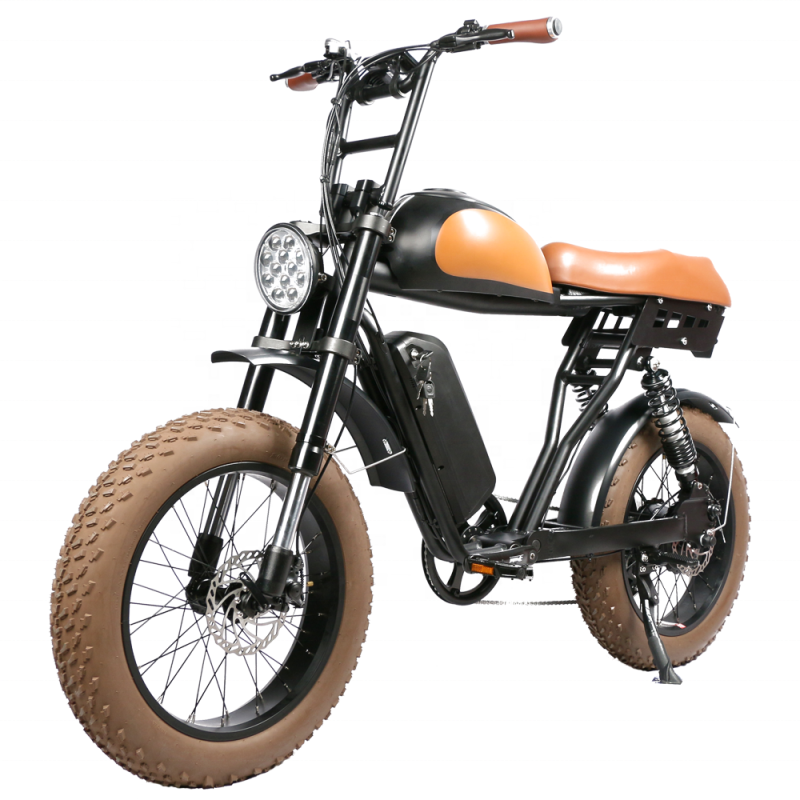 Super Cool Retro Ebike Bafang 1000W Full Suspension Fat Tire Moped Style Battery Bike Patent Design Better Than 73