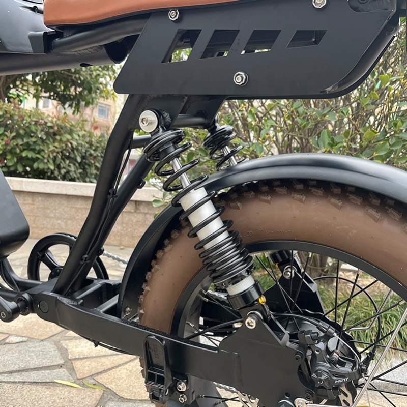Super Cool Retro Ebike Bafang 1000W Full Suspension Fat Tire Moped Style Battery Bike Patent Design Better Than 73