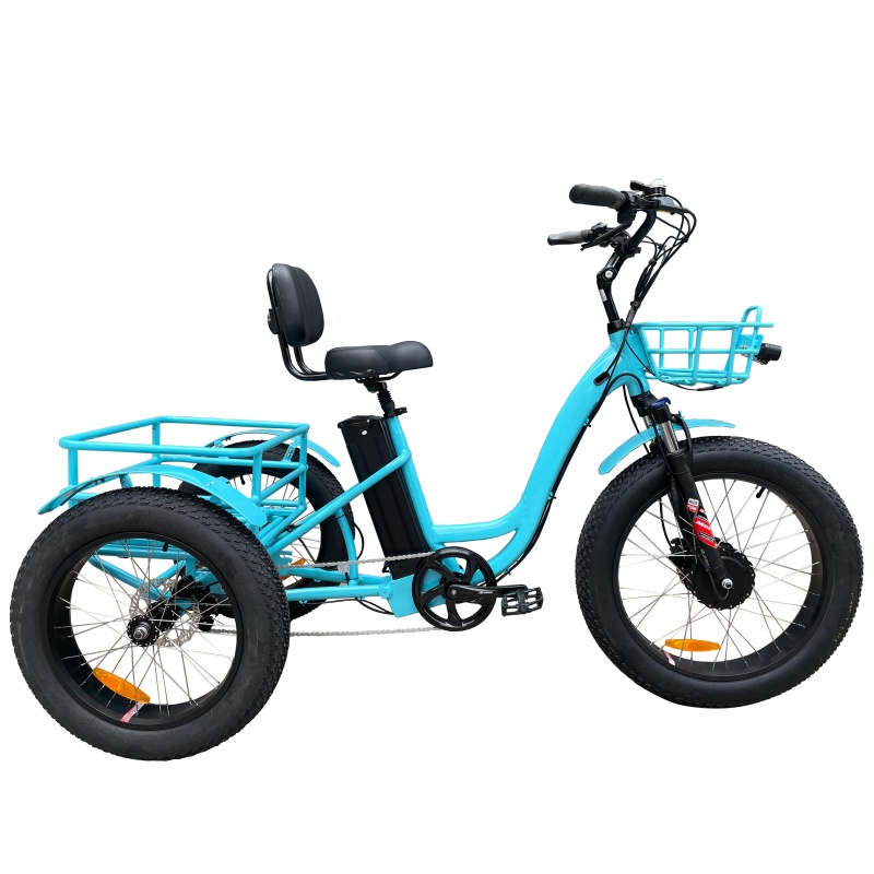 24 inches 48V 500W fat tire adult electric tricycle e trike 3 wheel bike bicycle electric with basket