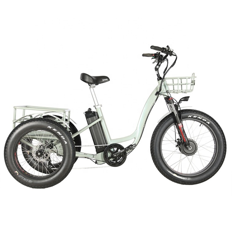 24 inches 48V 500W fat tire adult electric tricycle e trike 3 wheel bike bicycle electric with basket