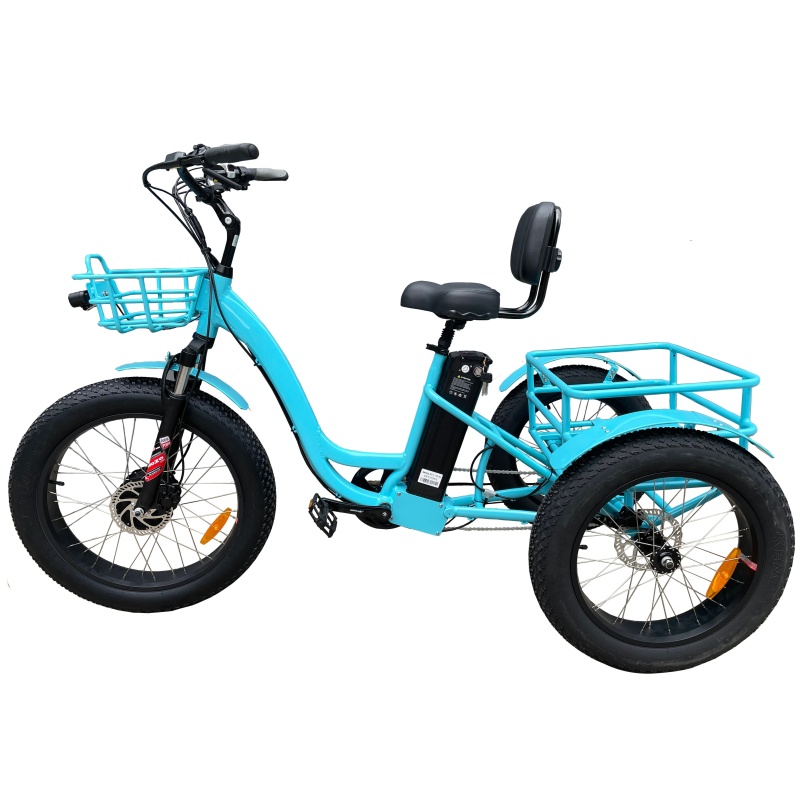 24 inches 48V 500W fat tire adult electric tricycle e trike 3 wheel bike bicycle electric with basket