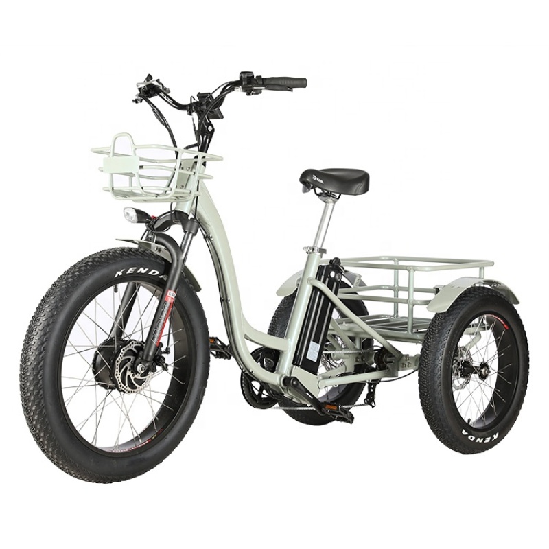 24 inches 48V 500W fat tire adult electric tricycle e trike 3 wheel bike bicycle electric with basket