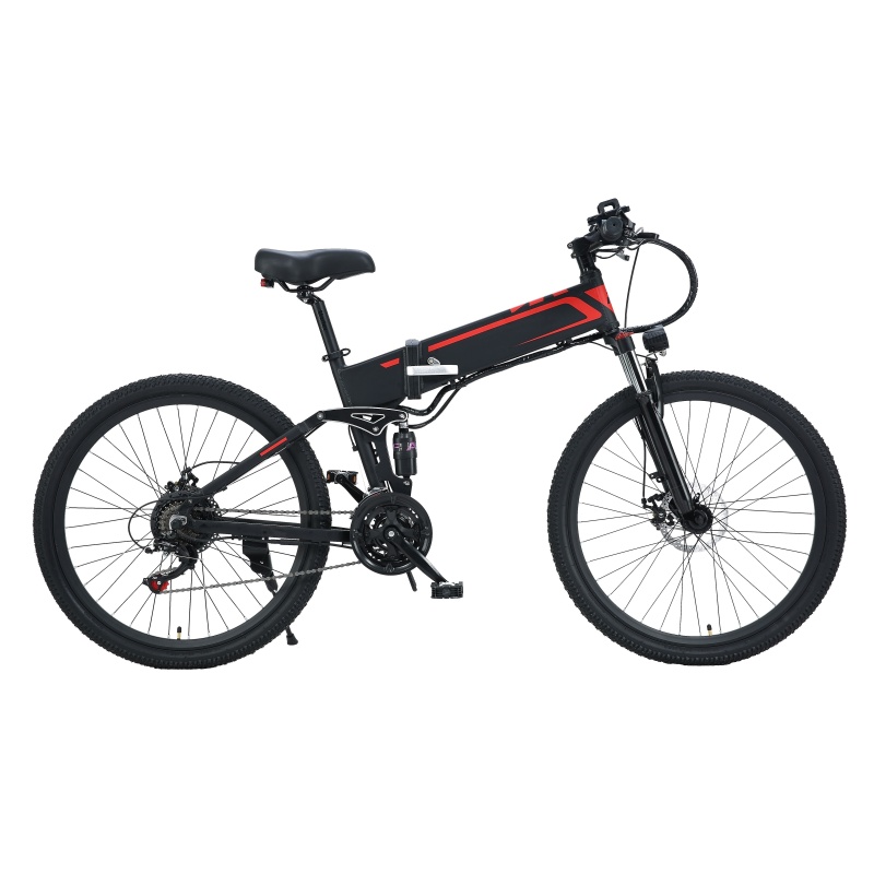 21 Speed Folding Mountain Electric Bike 26 Inches Electric Bicycle With 48V 350W Motor 10.4Ah Hidden Battery Foldable Ebike
