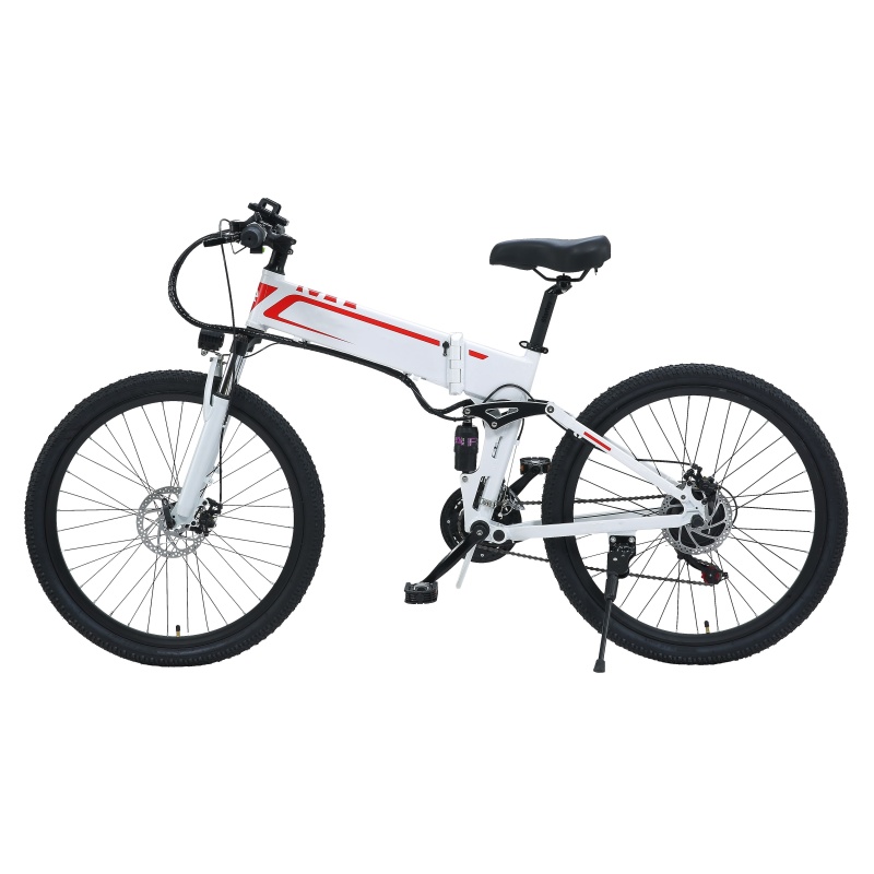 21 Speed Folding Mountain Electric Bike 26 Inches Electric Bicycle With 48V 350W Motor 10.4Ah Hidden Battery Foldable Ebike