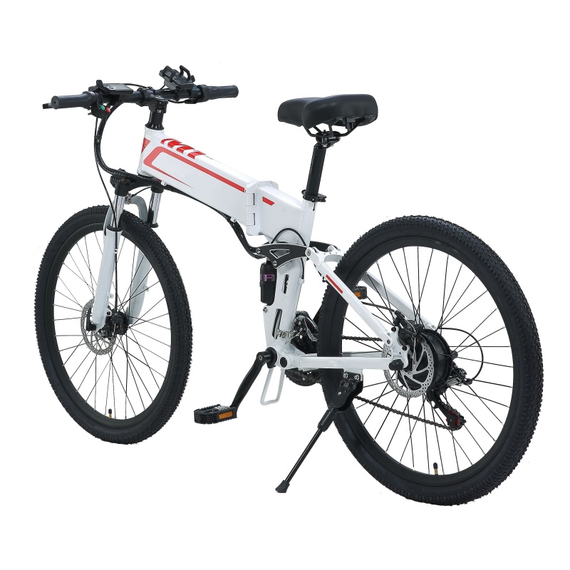 21 Speed Folding Mountain Electric Bike 26 Inches Electric Bicycle With 48V 350W Motor 10.4Ah Hidden Battery Foldable Ebike