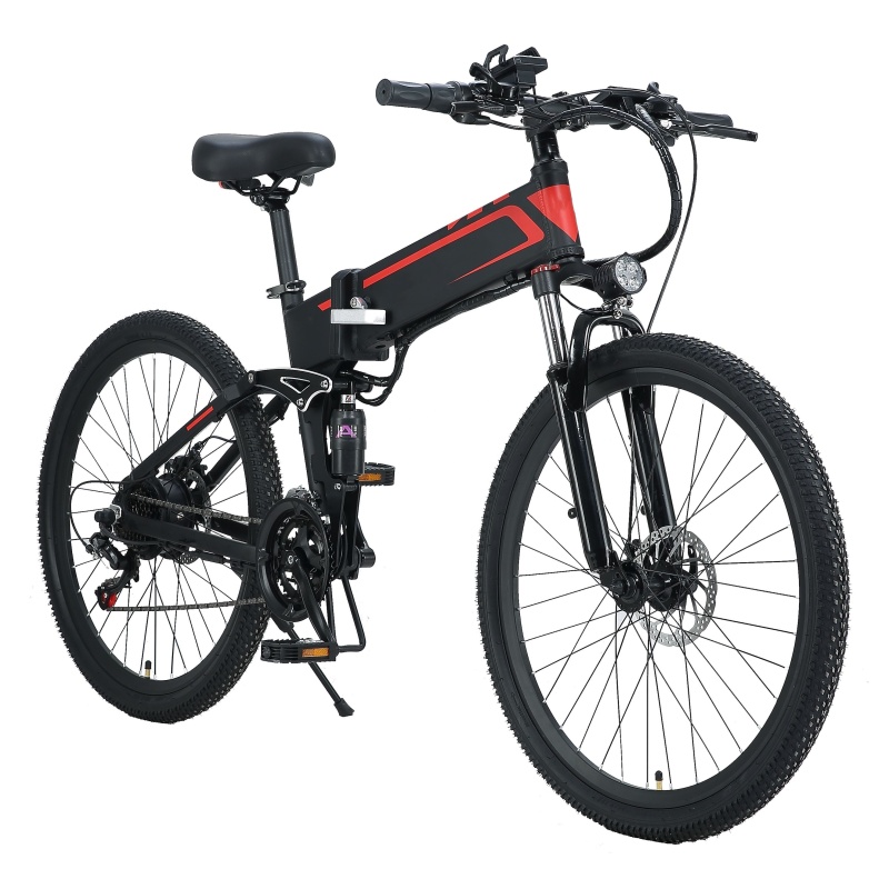 21 Speed Folding Mountain Electric Bike 26 Inches Electric Bicycle With 48V 350W Motor 10.4Ah Hidden Battery Foldable Ebike