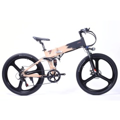 OEM Two-Tone Paint 3 Spoke Magnesium Wheel Electric Motor Bicycle 26 Inch Folding Mountain Bike Full Suspension E Bike