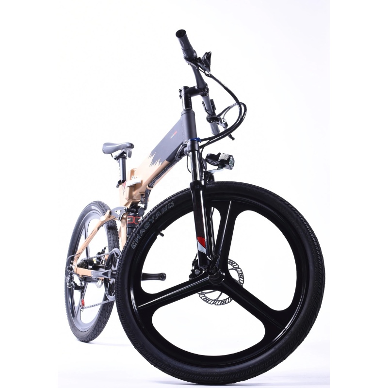 OEM Two-Tone Paint 3-Speichen-Magnesium-Rad-Elektromotor-Fahrrad 26-Zoll-Klapp-Mountainbike-Vollfederung E-Bike