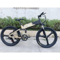 OEM Two-Tone Paint 3 Spoke Magnesium Wheel Electric Motor Bicycle 26 Inch Folding Mountain Bike Full Suspension E Bike