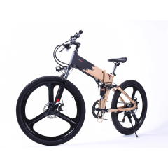 OEM Two-Tone Paint 3 Spoke Magnesium Wheel Electric Motor Bicycle 26 Inch Folding Mountain Bike Full Suspension E Bike