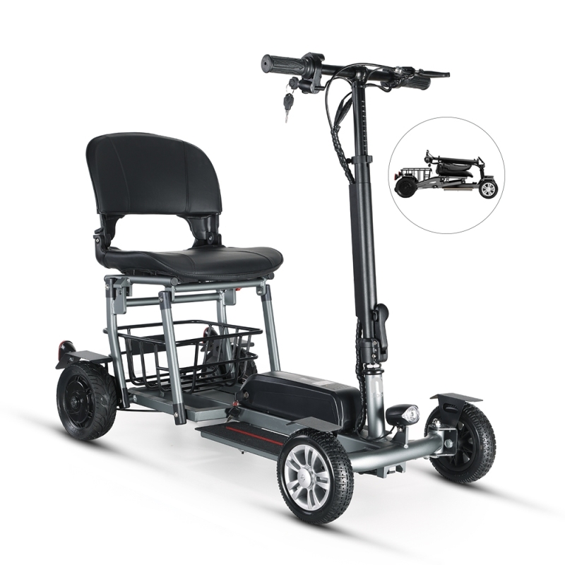 36V 300W Foldable Electric Mobility Scooter 4 Wheel Light Weight Elderly-friendly Reverse Button 500W Motor Power Front Brake