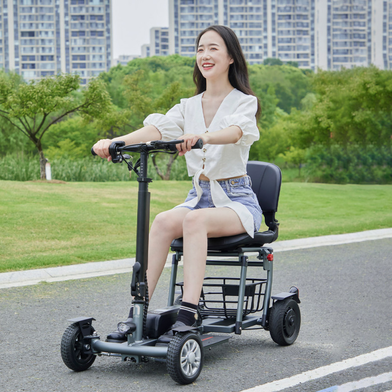 36V 300W Foldable Electric Mobility Scooter 4 Wheel Light Weight Elderly-friendly Reverse Button 500W Motor Power Front Brake