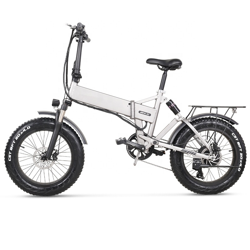 Full Suspension 20 Inch 4.0 Fat Tyre Foldable Electric Bike 48V 500W Bike Foldable Electric Bicycle With 48V 12.8Ah Lion Battery