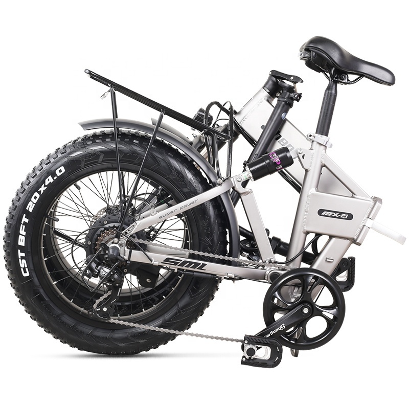 Full Suspension 20 Inch 4.0 Fat Tyre Foldable Electric Bike 48V 500W Bike Foldable Electric Bicycle With 48V 12.8Ah Lion Battery