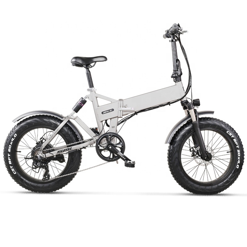 Full Suspension 20 Inch 4.0 Fat Tyre Foldable Electric Bike 48V 500W Bike Foldable Electric Bicycle With 48V 12.8Ah Lion Battery