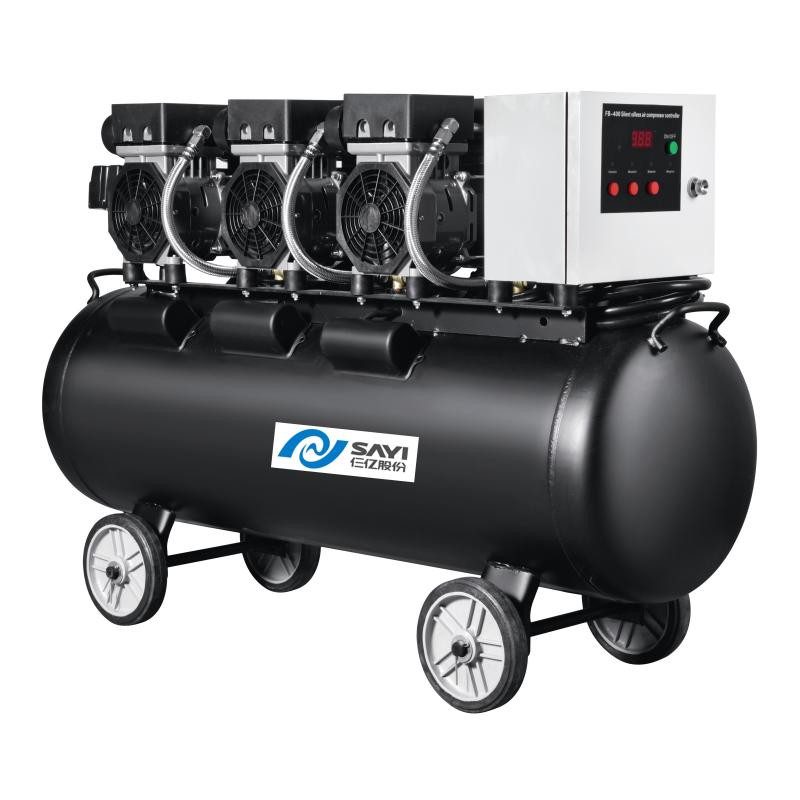 SY1200 3/140L Piston Dental Movable Oil-Less Mute Oil Free Air Compressor with CE Approved