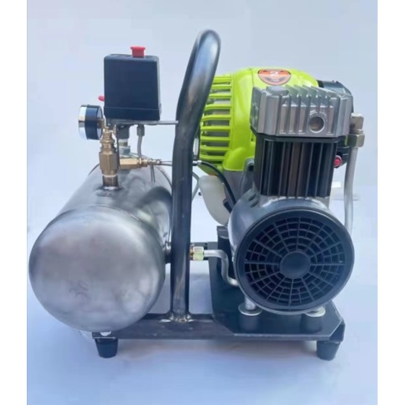 Factory Direct Selling 2HP Portable Diving Oil-Free Air Compressor with Gasoline Engine Stainless Air Tank 7L