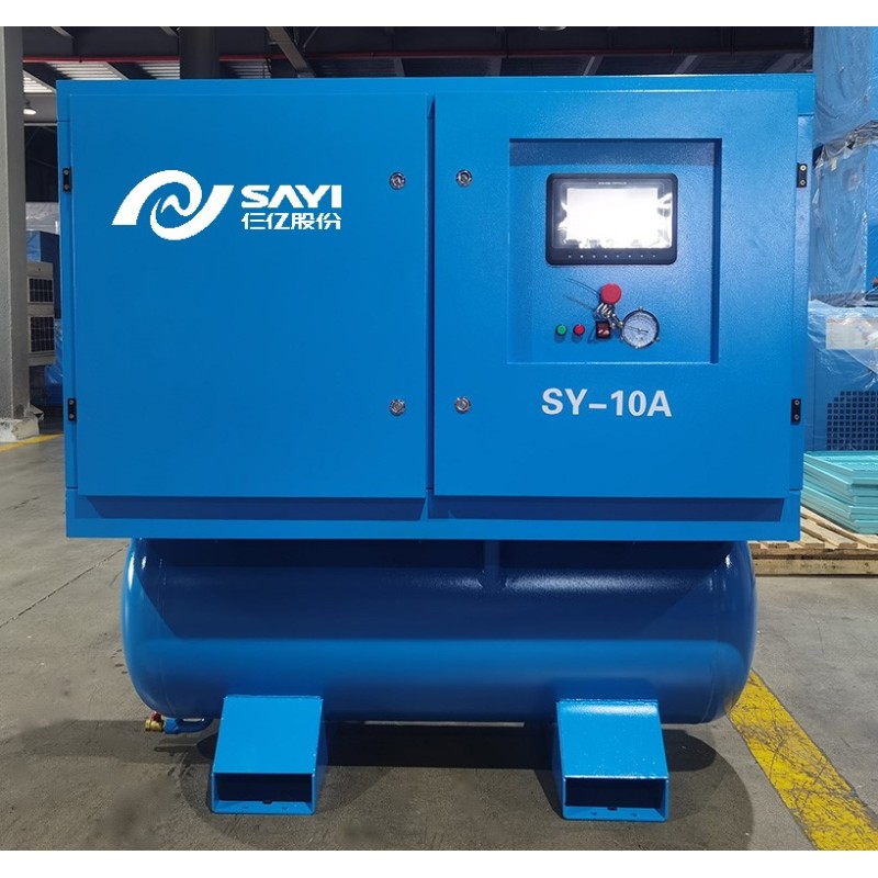 Customized Direct Selling SY-10 Fixed Speed Air End IP54 Motor 10 airbar 300L Air Tank All in 1 Screw Air Compressor