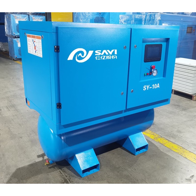 Customized Direct Selling SY-10 Fixed Speed Air End IP54 Motor 10 airbar 300L Air Tank All in 1 Screw Air Compressor