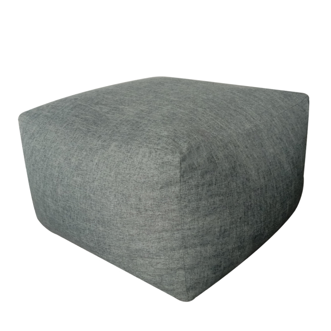 Custom made home furniture gray linen ottoman  square footstool