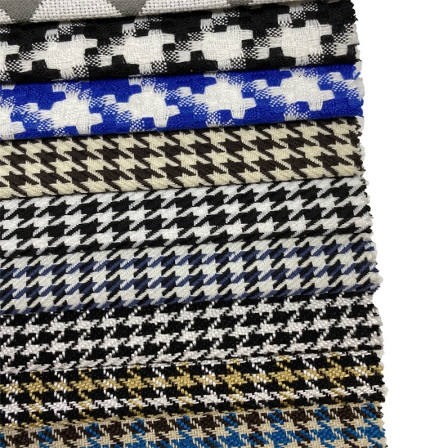 Cotton-polyester mixed houndstooth pattern home textile fabric luggage/clothing jacquard fabric