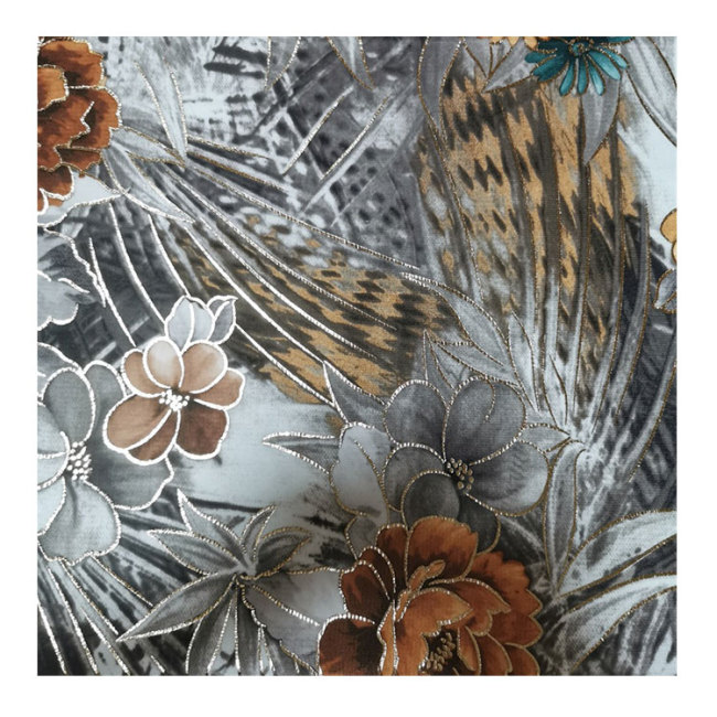 Wholesale Home Textile Fabric 100% Polyester Jacquard Metallic Fabric Flower Print Fabric