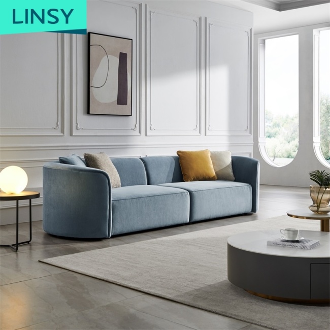 Linsy Minimalist Modern Grey Blue Sectionals Fabric Sofas Living Room Home Furniture Sofa Set Tbs007