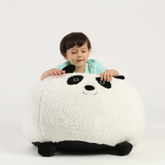Stuffed Animal Design Panda Shaped Storage Sherpa Kid Bean Bag Chair/Children Chair