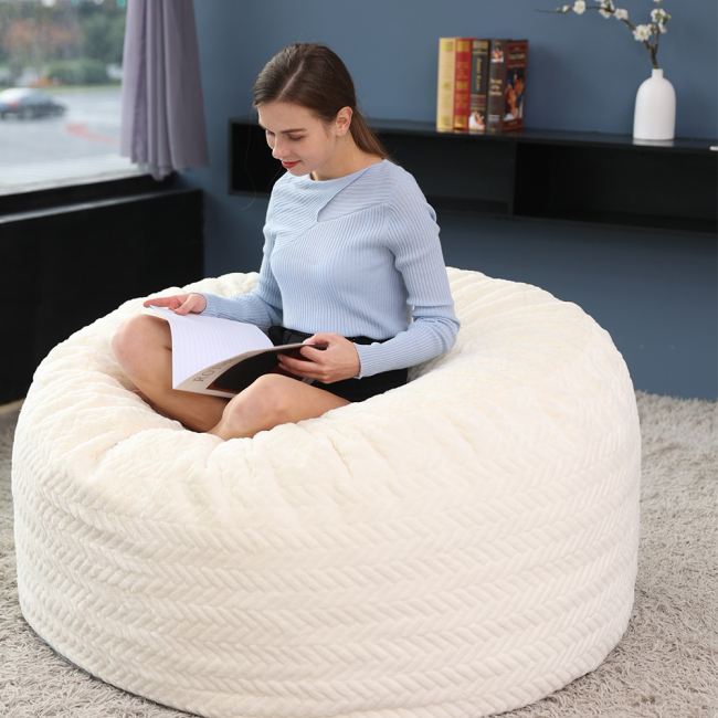 FOAM SAC Chair furniture 4FT sofa bed PV Fleece sheepskin beanbag White 120cm xl Sofa sack for adults