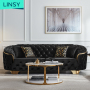Linsy Nice Black 2Seat Velvet 3 4 Seat Fabric Sofa Home Soft Luxury Couch Chesterfield Sofa Living Room Furniture RBJ8K