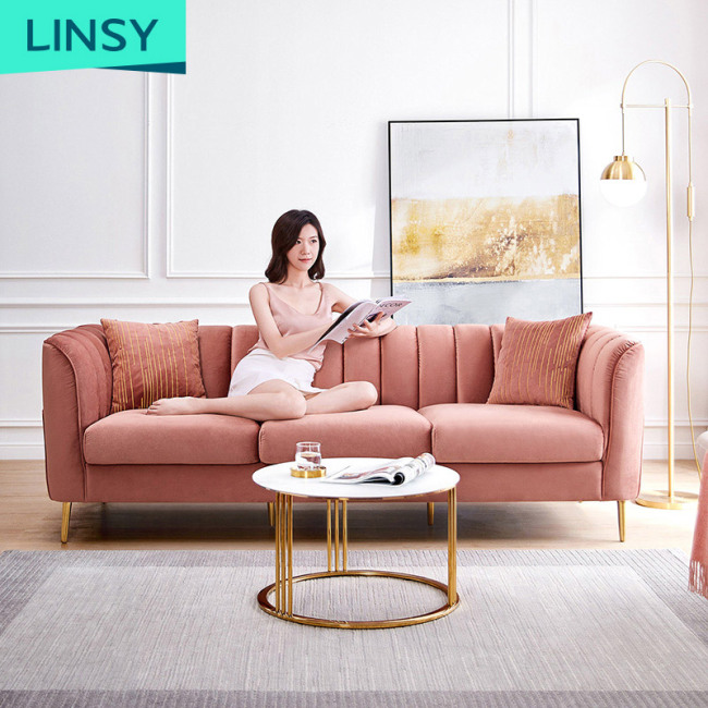 Linsy Modern Living Room Luxurious Chesterfield Velvet Tufted Sofa  Home Furniture Set Classic Couch S094