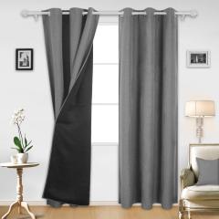 Luxury Top Grommet Ready Made Coating Back Layer Blackout Curtain by Fabric or Ready Made Curtain 100% Polyester Flat Window